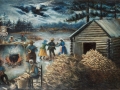 1890-1910 painting "Corn Shucking in the Moonlight " by Mary Lyde Hicks Williams