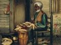 1890-1910 painting "Corn Shucking in Solitude " by Mary Lyde Hicks Williams