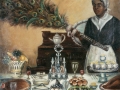 1890-1910 painting "Peacock Broom in a Table Scene " by Mary Lyde Hicks Williams