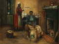 1890-1910 painting "Churning and Dish Washing" by Mary Lyde Hicks Williams